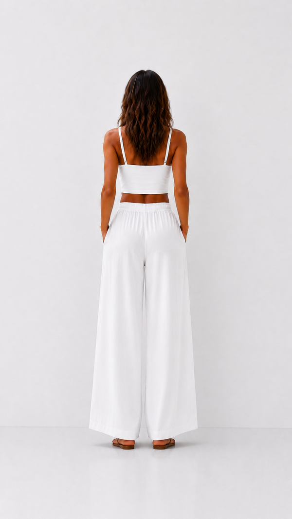 Pantalón Ancho de Lino Mujer — Corte Palazzo