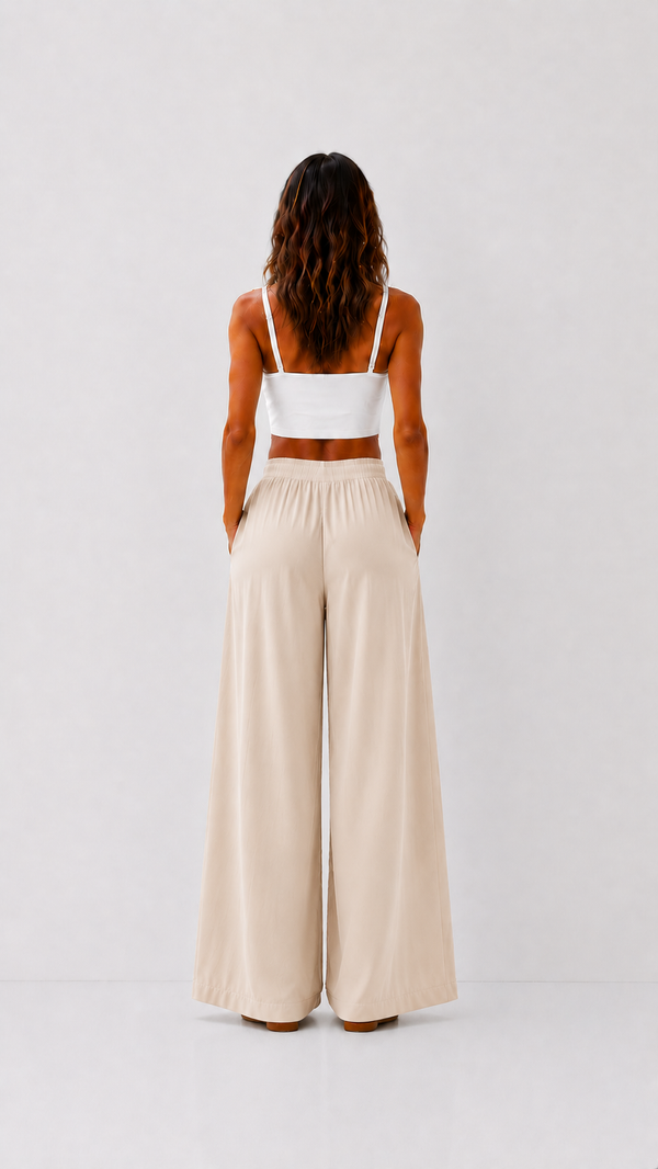Pantalón Ancho de Lino Mujer — Corte Palazzo