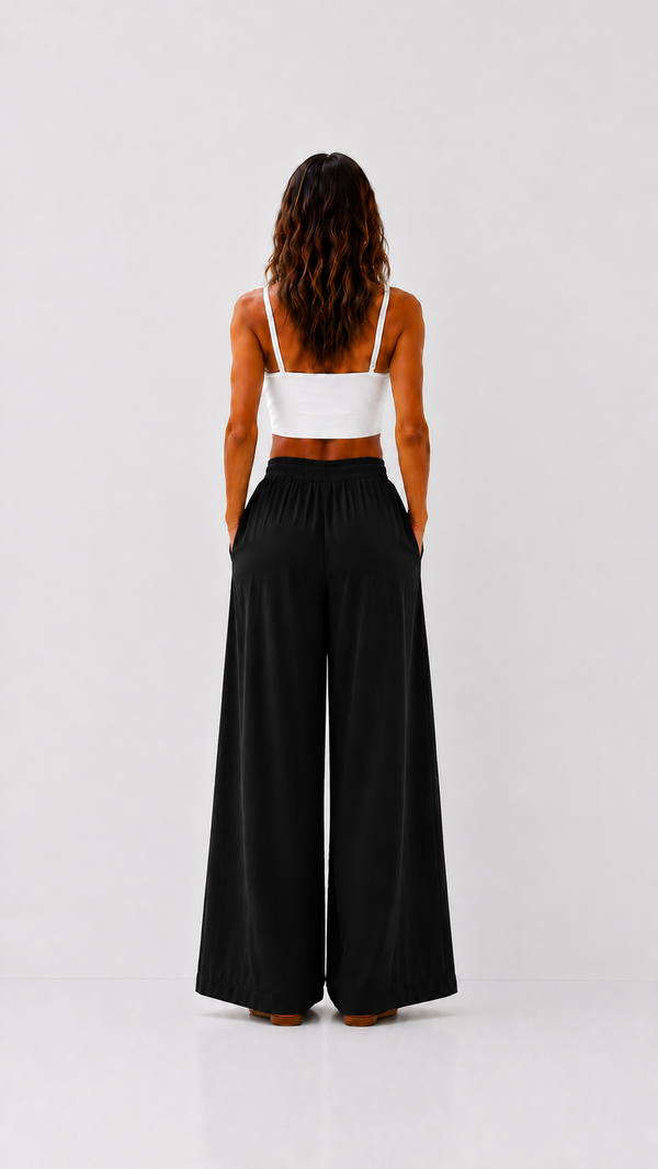 Pantalón Ancho de Lino Mujer — Corte Palazzo