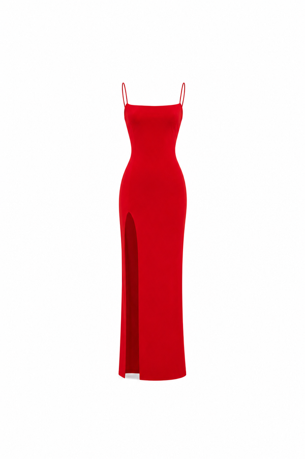 Vestido de tirantes pierna abierta