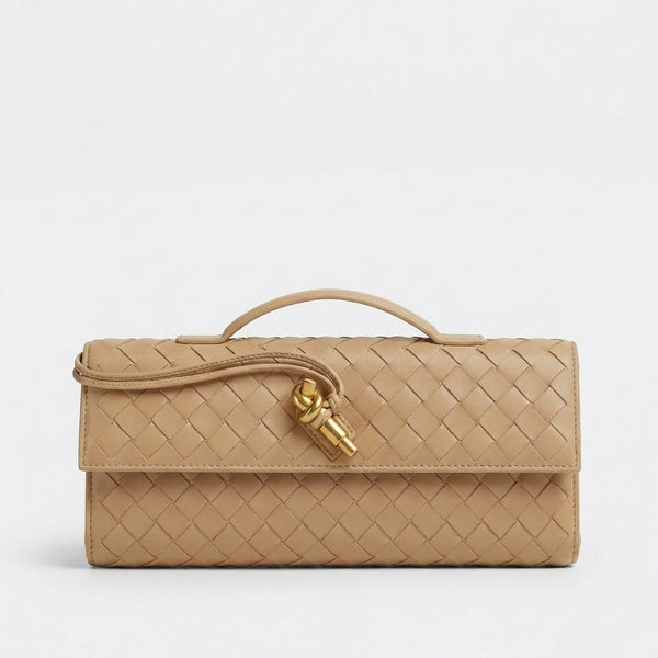 Sofia | Mujer Bolso Clutch Con Tejido Trenzado Y Cierre Nudo Dorado | Elegante