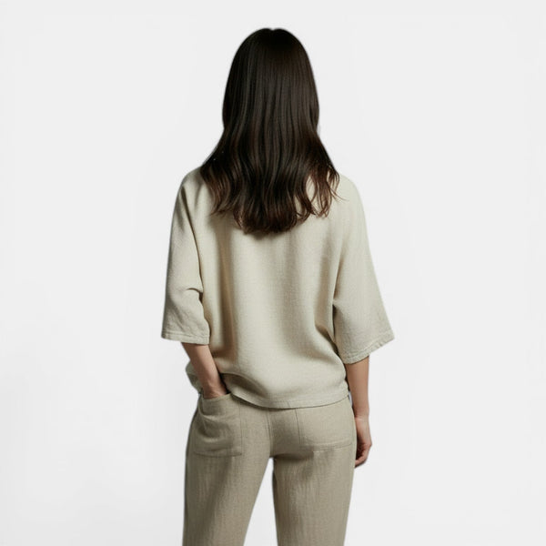 Camiseta Oversize Mujer Algodón Lino Suelta