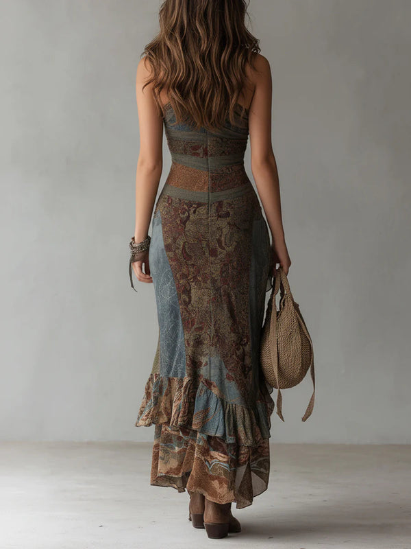 ZAYA | VESTIDO MAXI BOHO ASIMÉTRICO