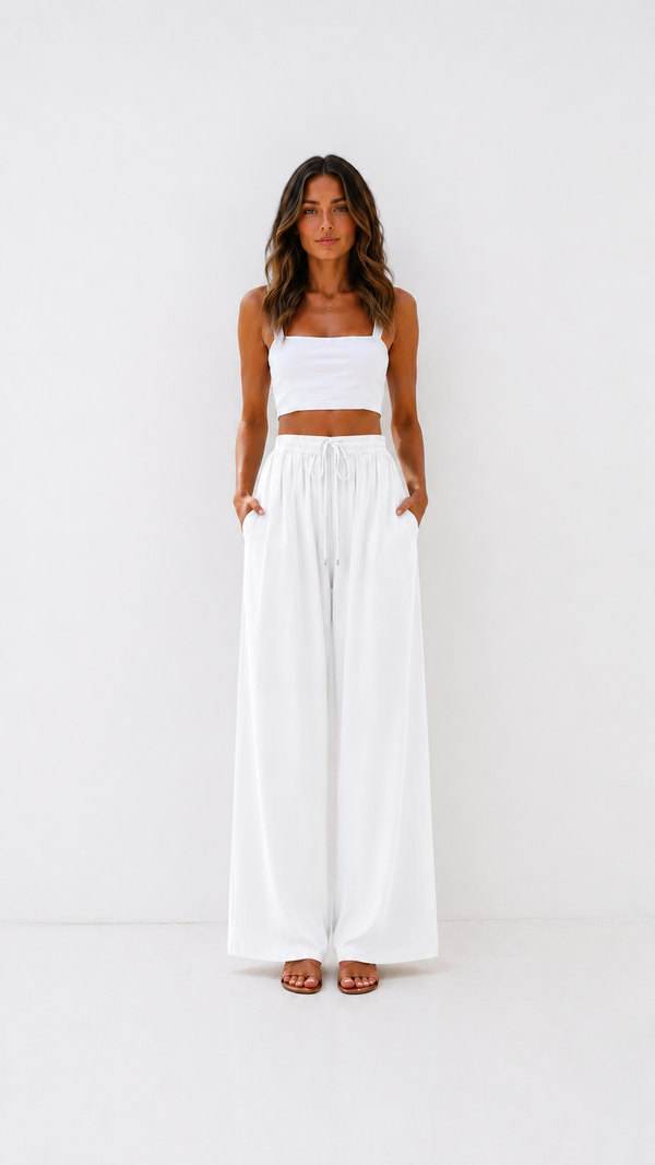 Pantalón Ancho de Lino Mujer — Corte Palazzo