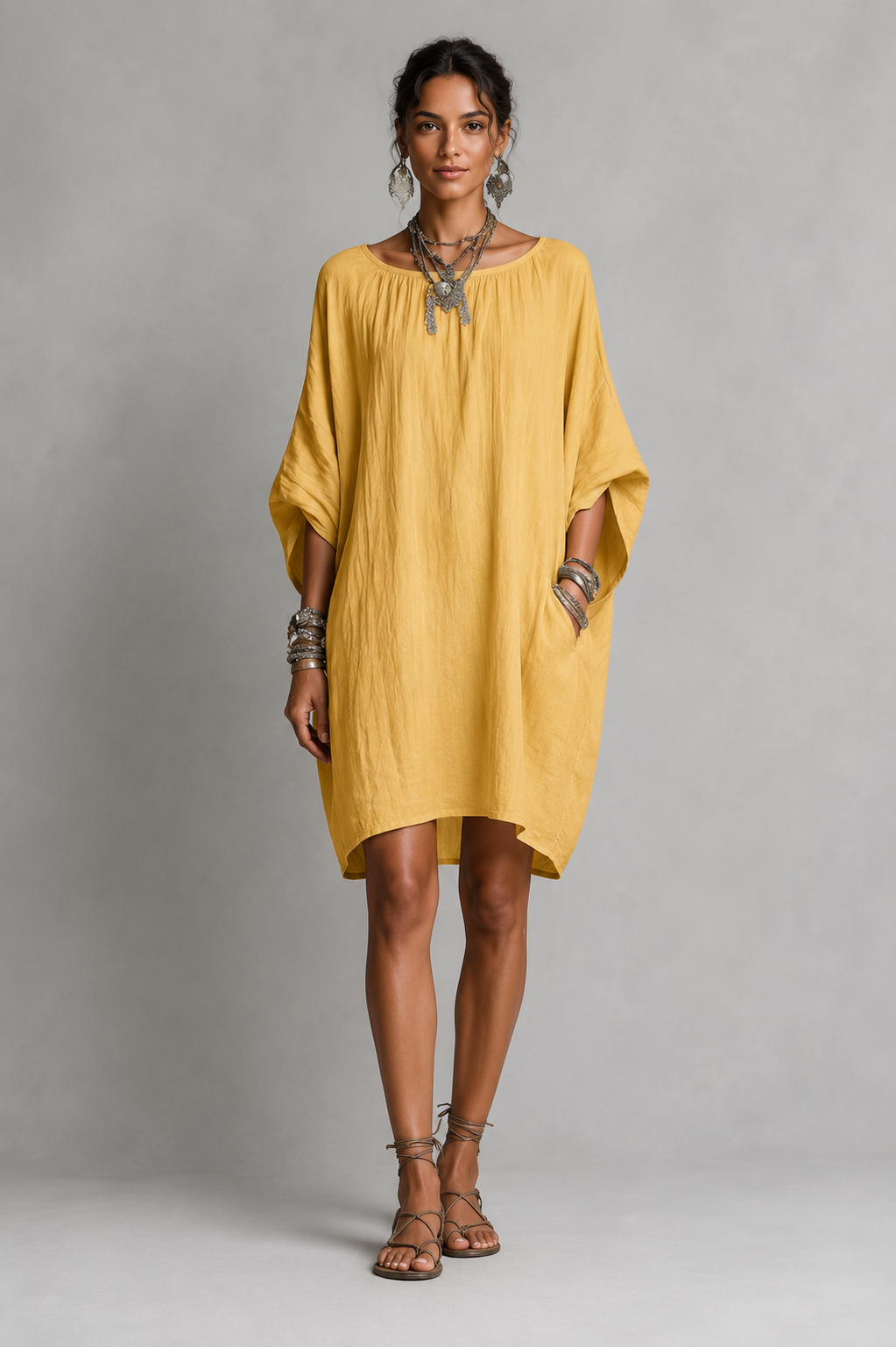 Vestido Midi De Lino