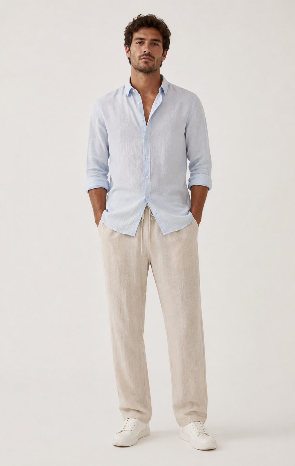 Hombre Pantalon Lino Pierna recta