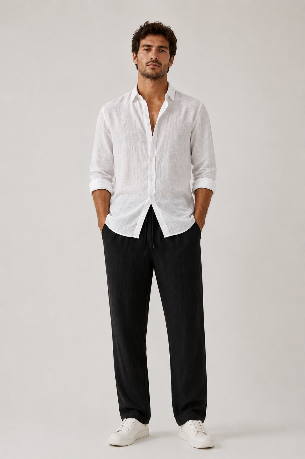 Hombre Pantalon Lino Pierna recta
