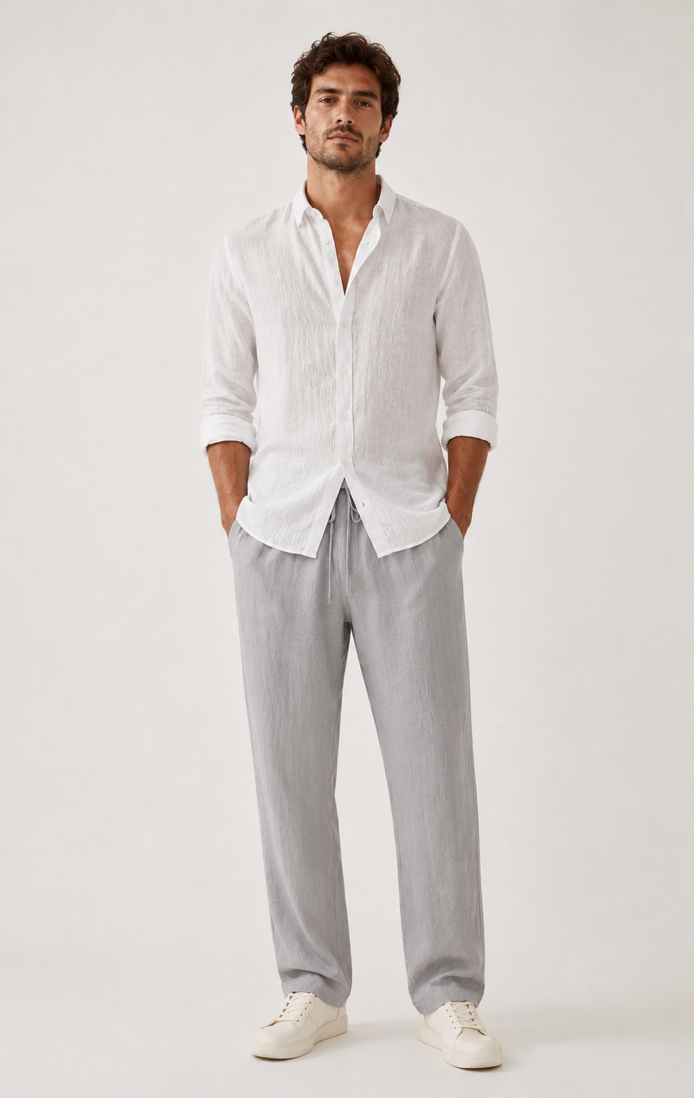 Hombre Pantalon Lino Pierna recta