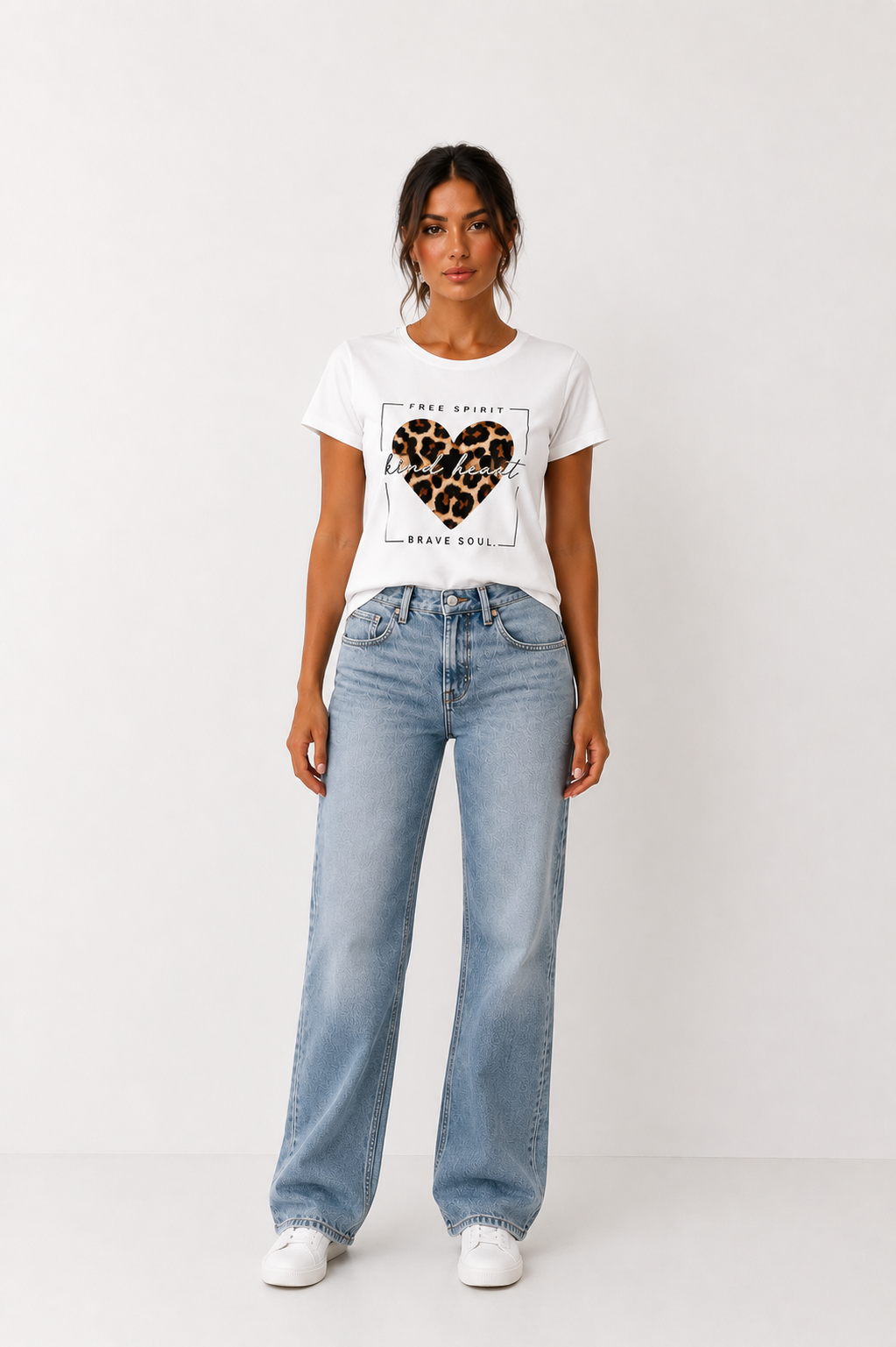 Brave Soul L-Camiseta blanca con letras Retro americana