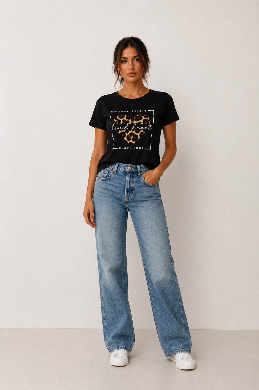 Brave Soul L-Camiseta blanca con letras Retro americana