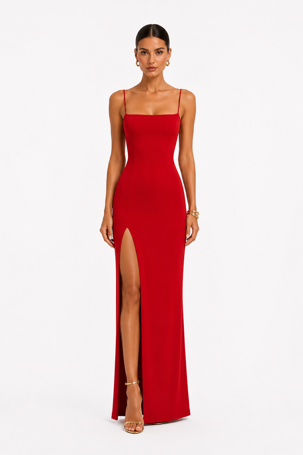 Vestido de tirantes pierna abierta