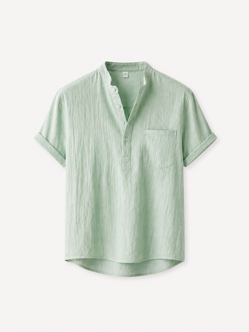 Camisa de Lino/Algodón Hombre — Cuello Henley