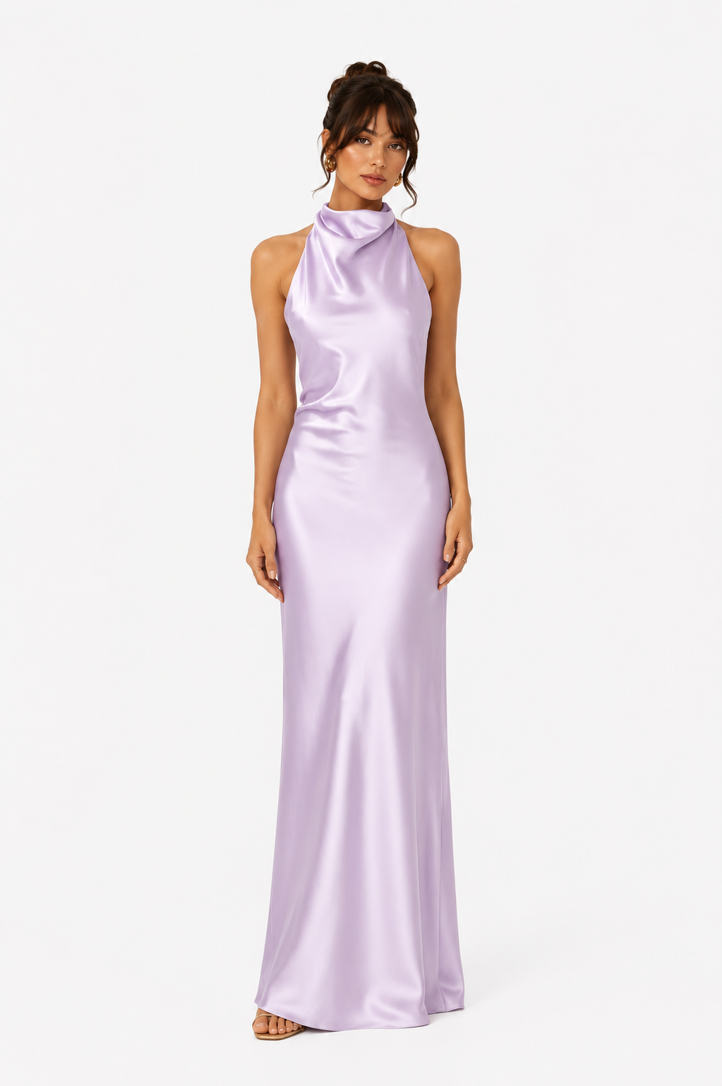 Vestido Verona | Vestido Largo de Satén con Cuello Halter y Espalda Descubierta