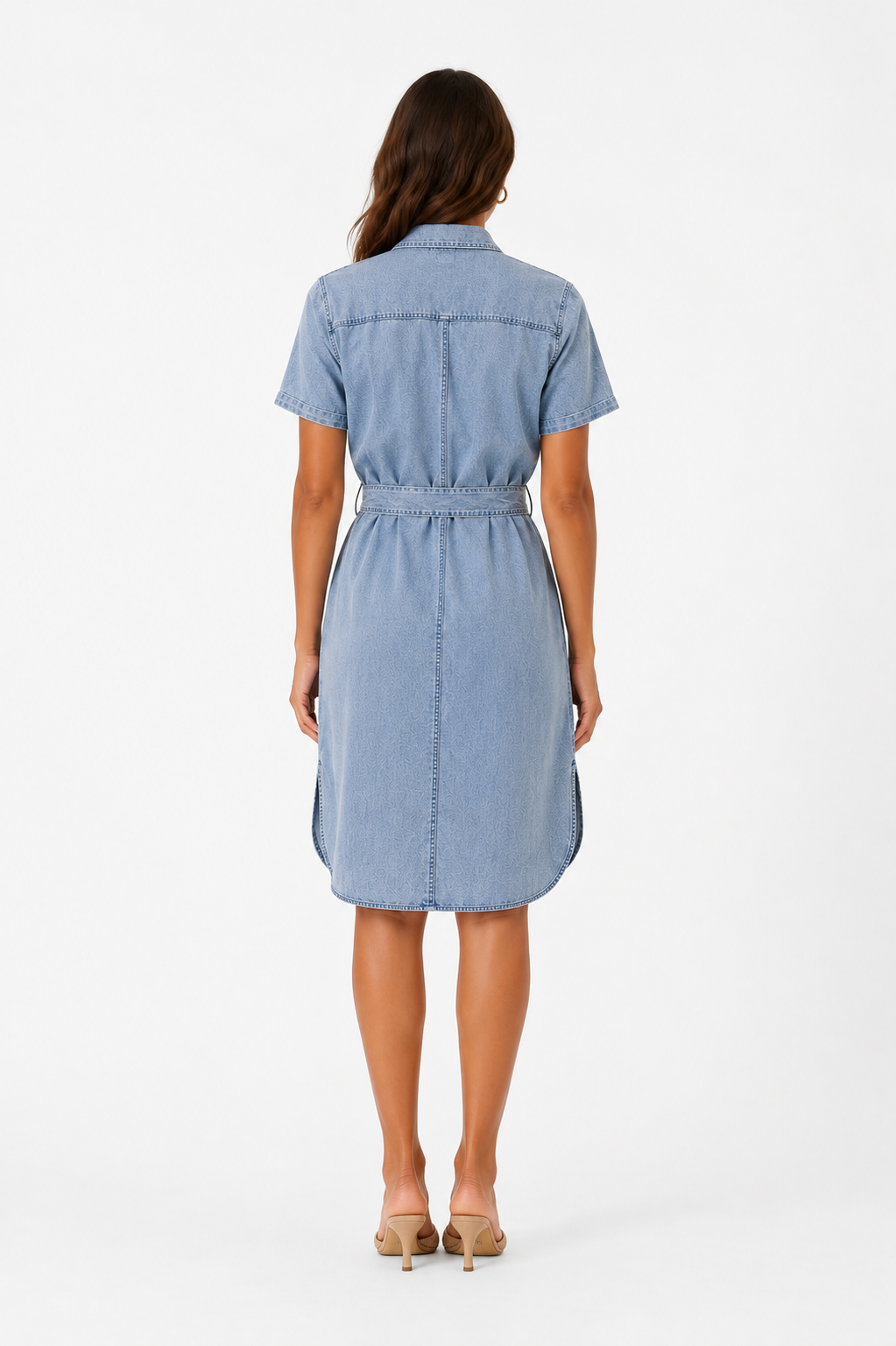 Vestido Vaquero Lavado Mujer con Cinturón y Bolsillos Vintage