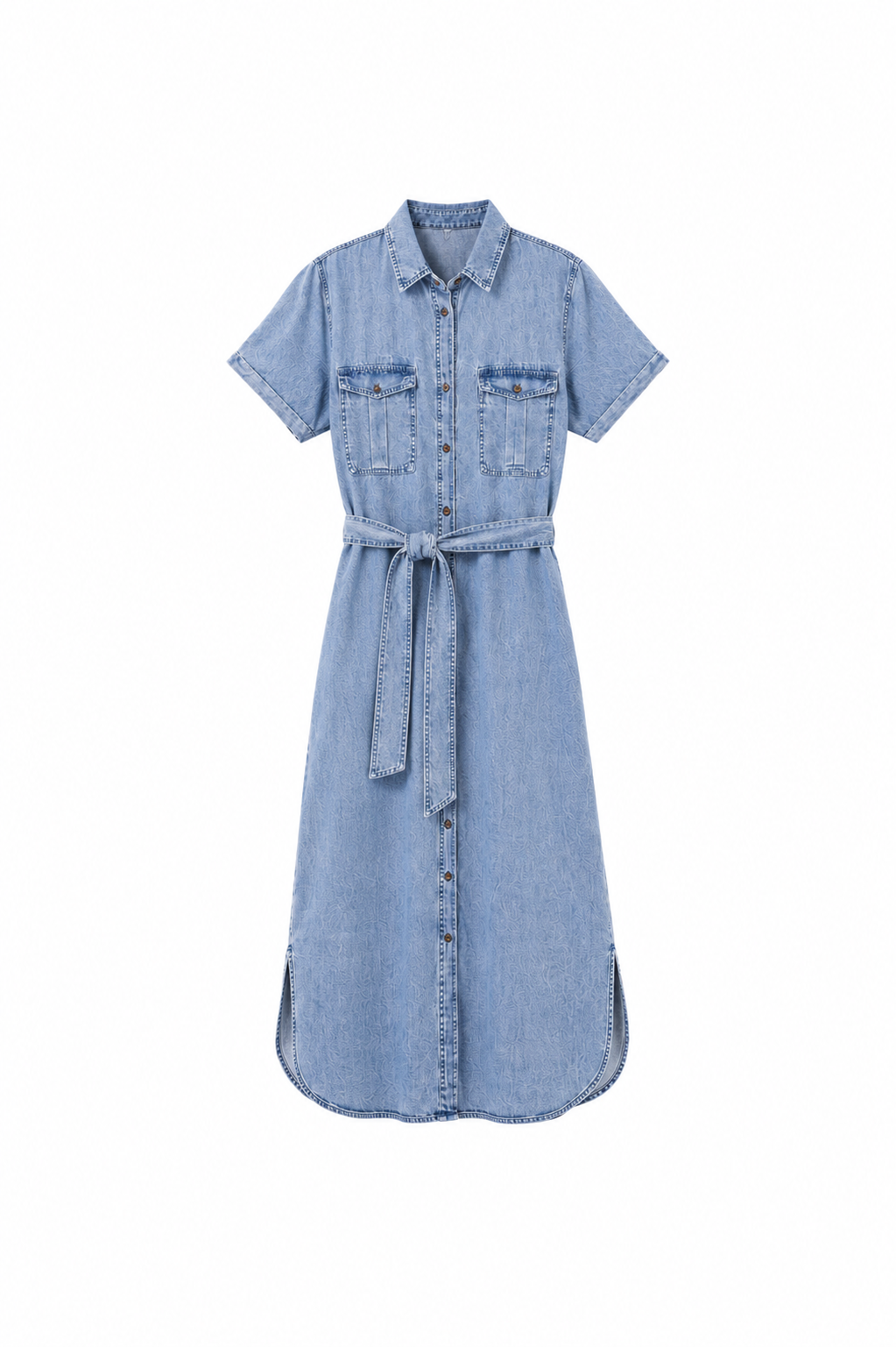 Vestido Vaquero Lavado Mujer con Cinturón y Bolsillos Vintage