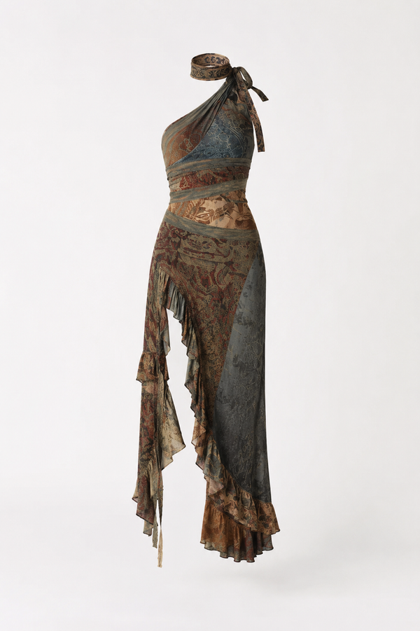 ZAYA | VESTIDO MAXI BOHO ASIMÉTRICO