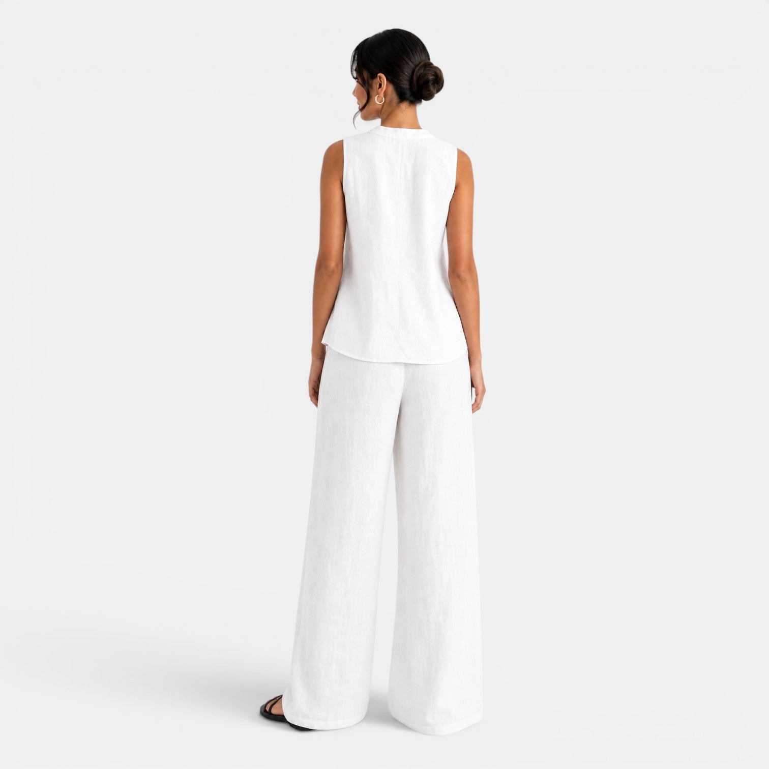Conjunto Mujer Lino Chaleco Pantalón