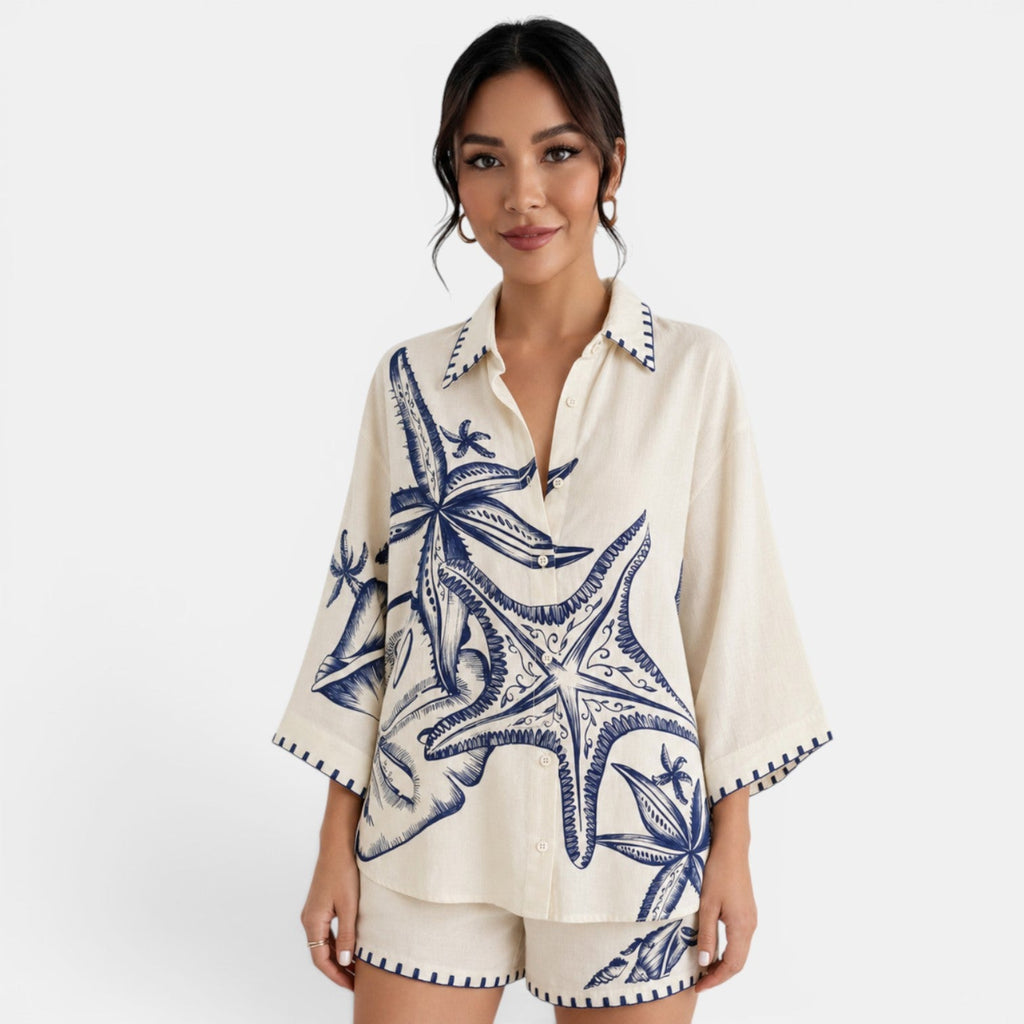 Conjunto Mediterráneo Beige con Lino