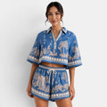 Conjunto Mujer Lino Boho Azul