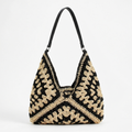 Luna | Bolso Tote Mujer Con Crochet Artesanal Y Diseño Bicolor | Boho Chic
