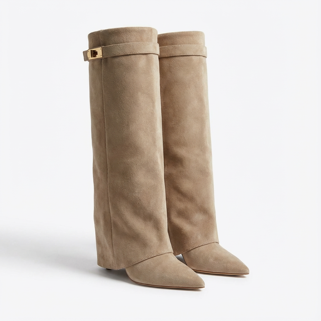 Nicole | Botas de Mujer hasta la Rodilla con Tacón Ancho y Punta Estilizada