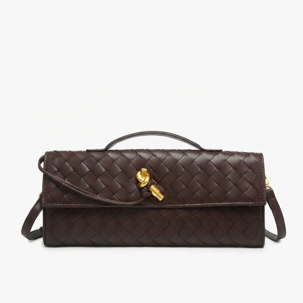 Sofia | Mujer Bolso Clutch Con Tejido Trenzado Y Cierre Nudo Dorado | Elegante