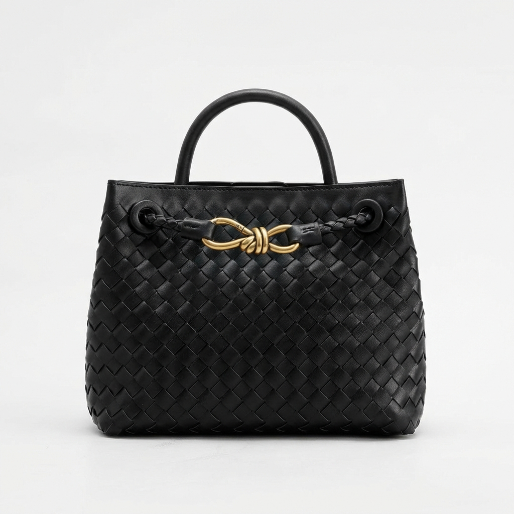 Valeria | Bolso de Mano Mujer Con Trenzado Intrecciato Y Cierre Dorado | Lujo