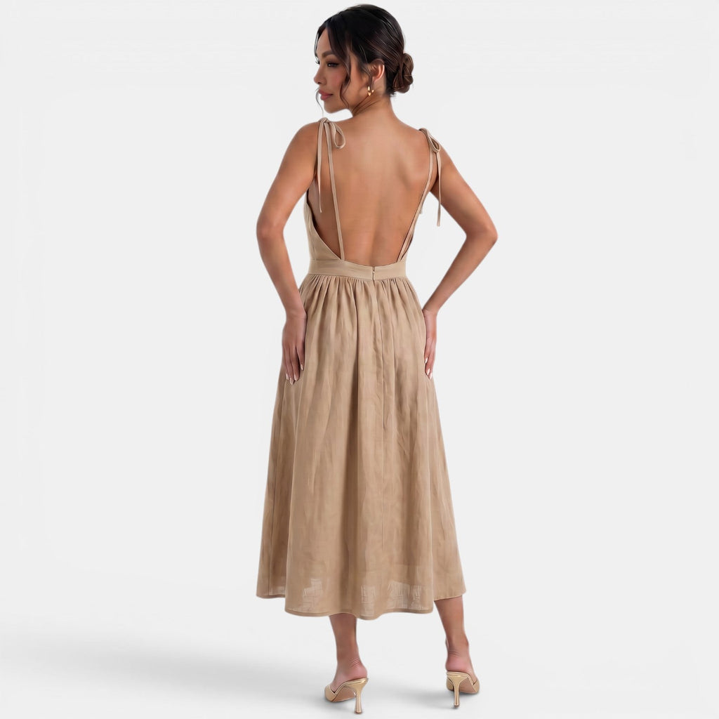 Vestido Midi Lino A-Line Verano