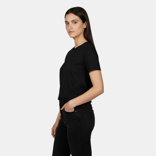 Camiseta Algodón Mujer Básica - Corte Holgado y Manga Corta