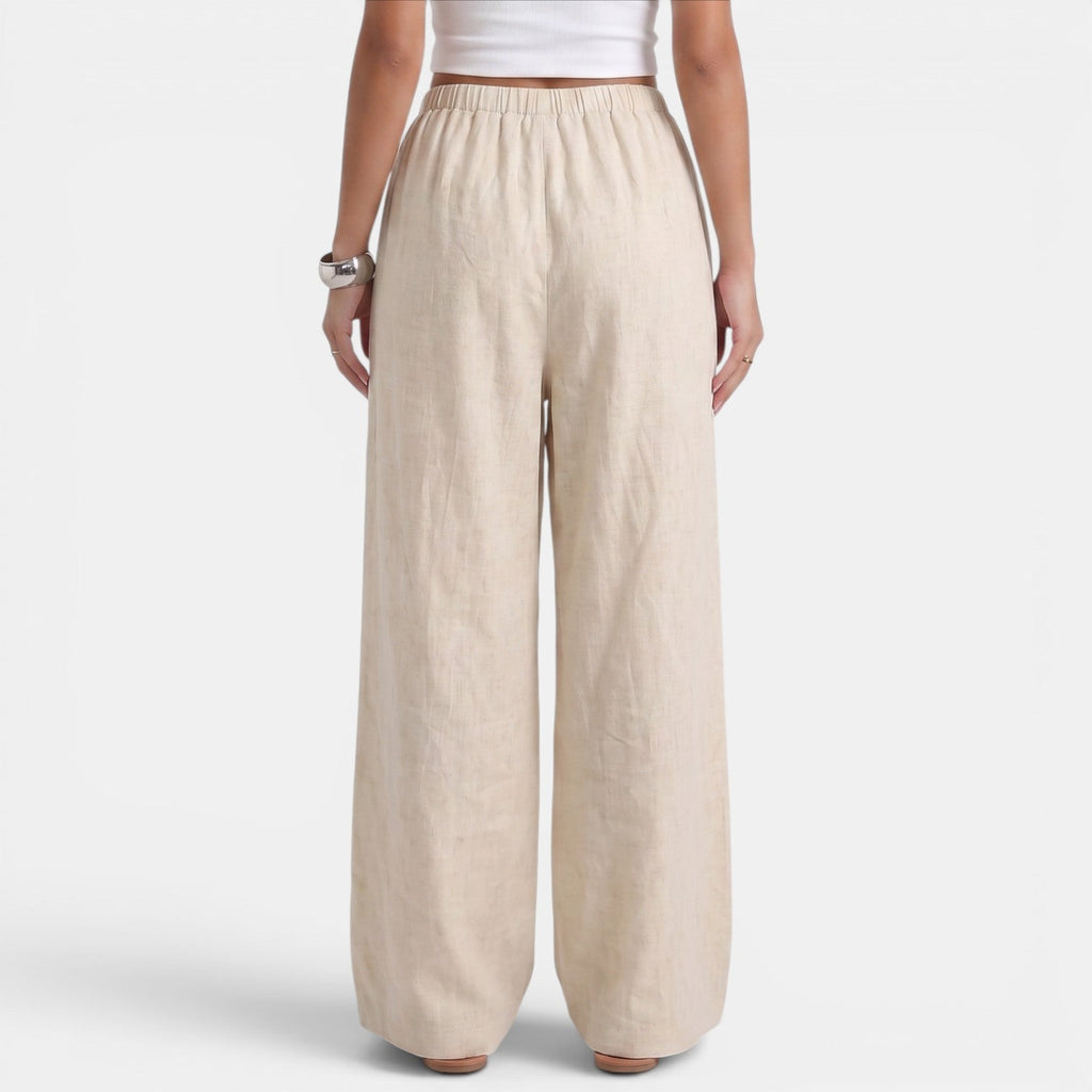 Pantalón Ancho Mujer Lino Algodón Verano