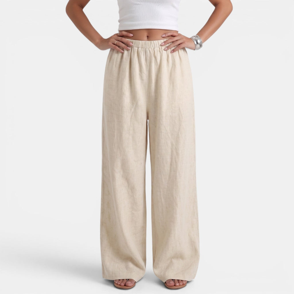 Pantalón Ancho Mujer Lino Algodón Verano
