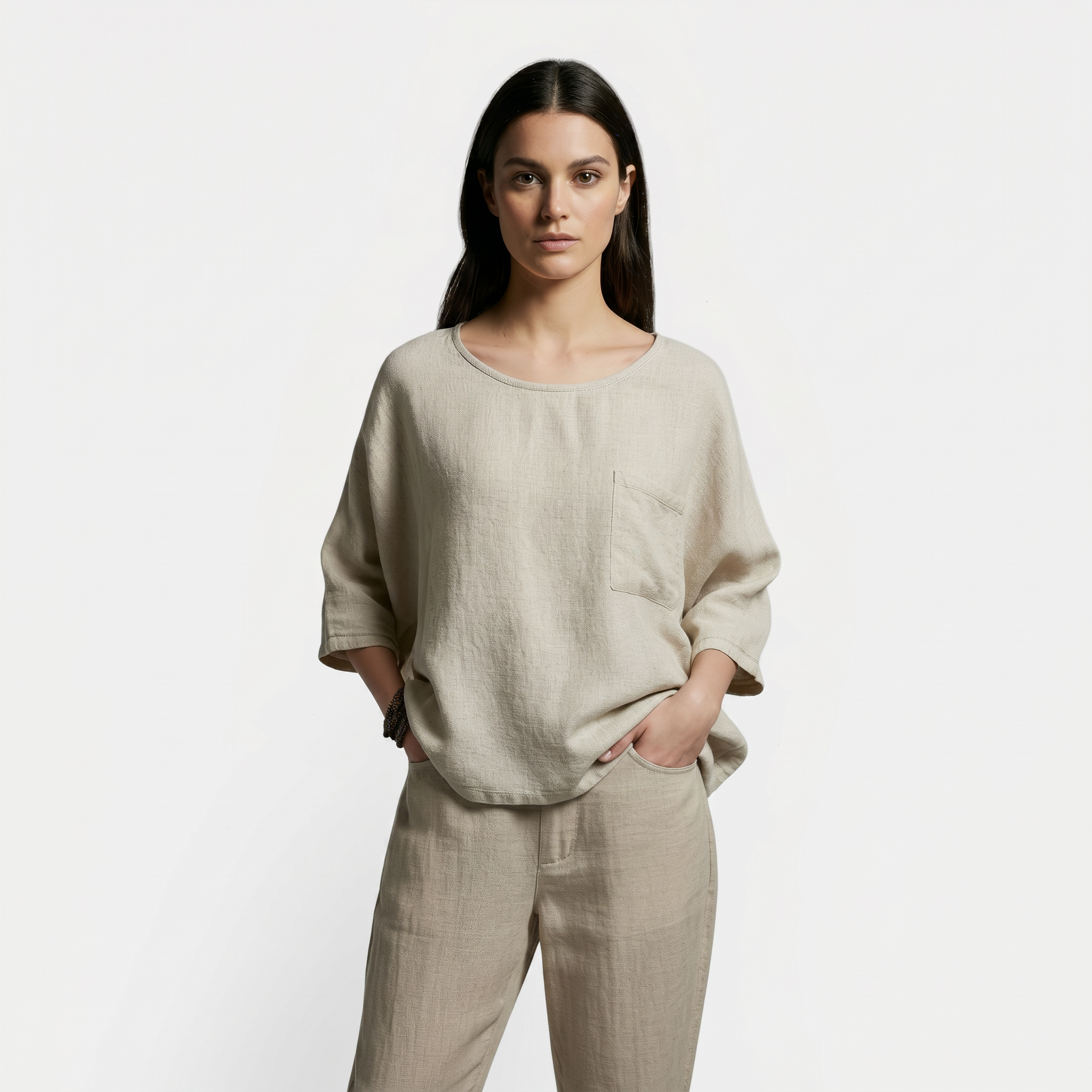 Camiseta Oversize Mujer Algodón Lino Suelta